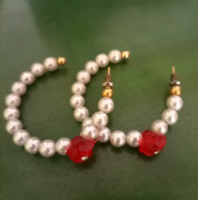 Pendientes aros perlas brillante