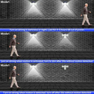 Faretto LED Solare 4 Pannelli Sensore Impermeabile