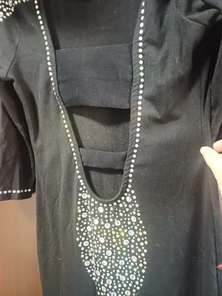 Vestido fiesta pedrería negro