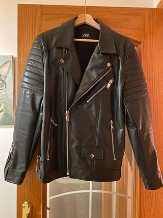 Cazadora Biker Zara Negra Hombre