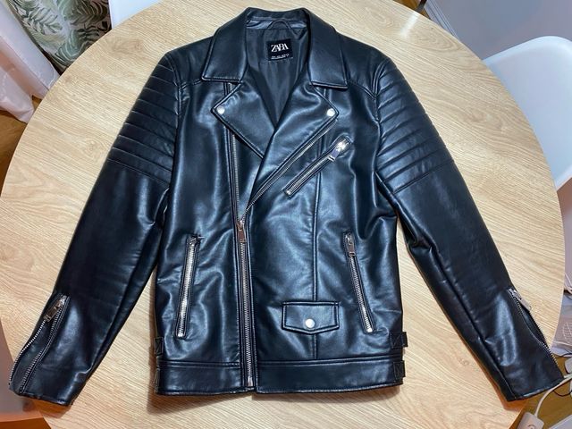 Cazadora Biker Zara Negra Hombre