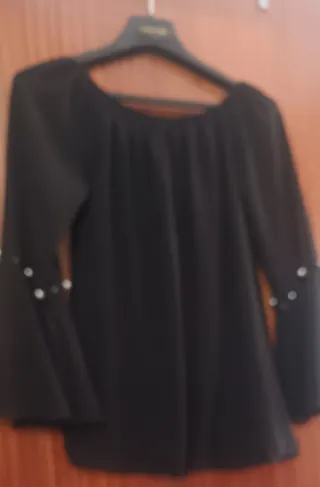 Camisa gasa abalorios manga acampanada