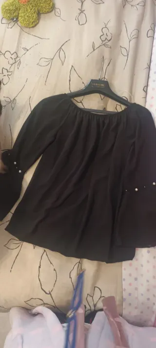 Camisa gasa abalorios manga acampanada