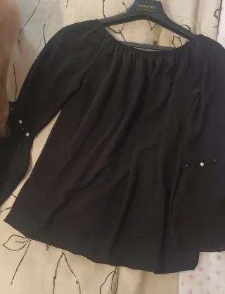 Camisa gasa abalorios manga acampanada