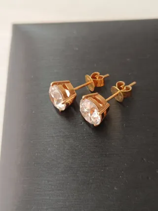 Pendientes Oro 14k Circonita Blanca