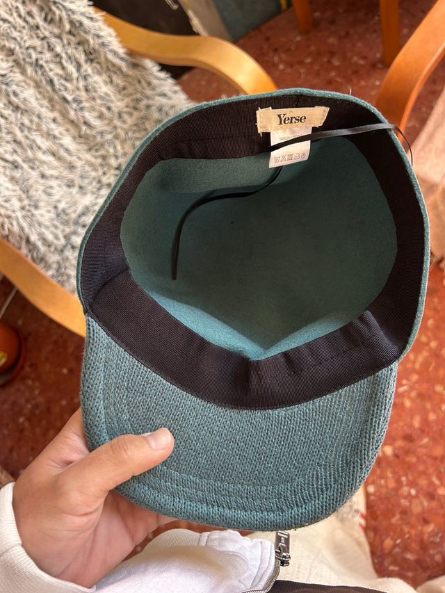 Gorra de lana verde/azul