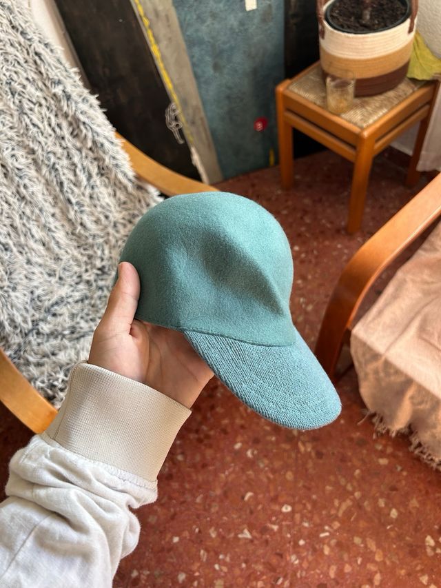 Gorra de lana verde/azul