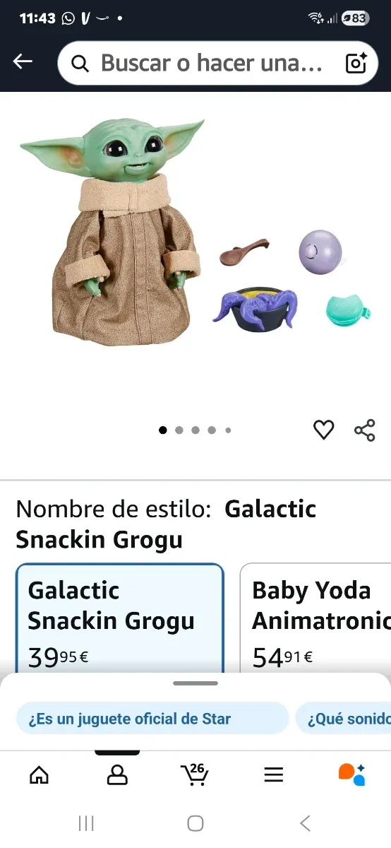 Grogu Galactic Snackin' - Figura