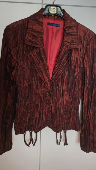 Giacca elegante in raso marrone/rosso