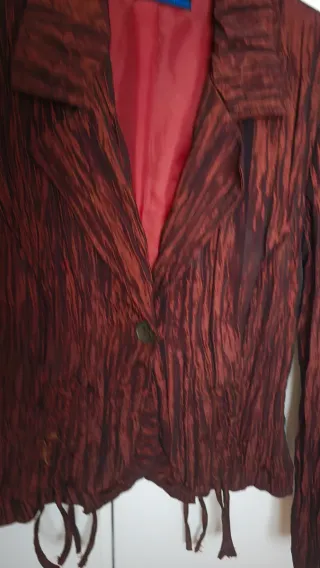 Giacca elegante in raso marrone/rosso