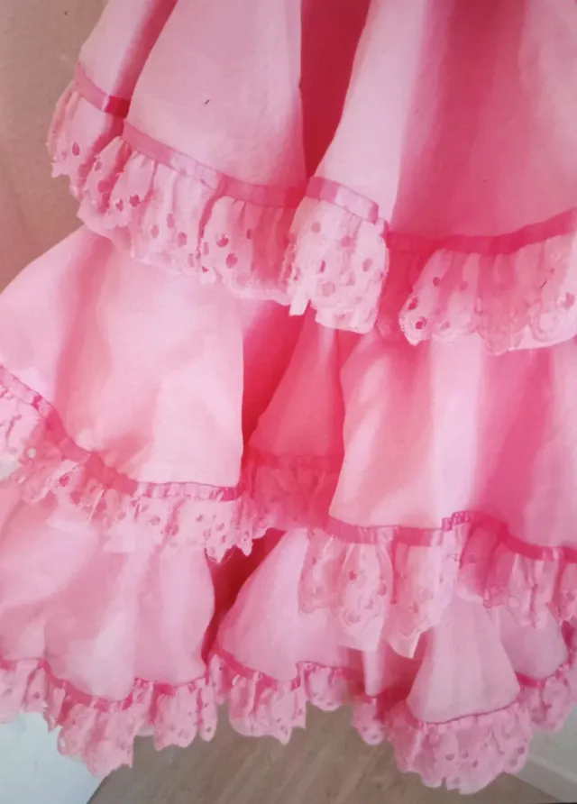 Traje Flamenca Niña Rosa Volantes