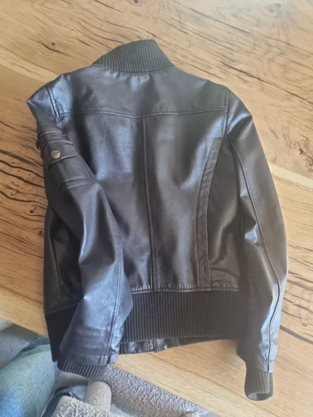 Cazadora de cuero mujer marrón