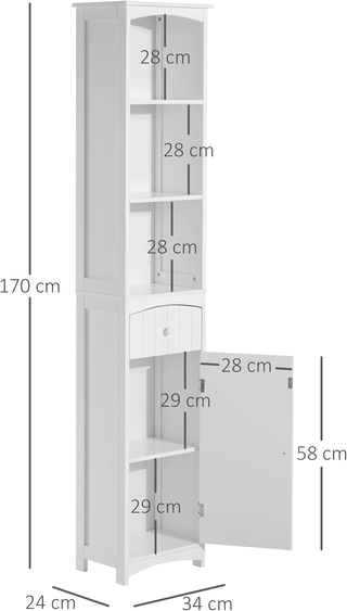 Mobiletto a Colonna Bagno Salvaspazio in MDF Bianc