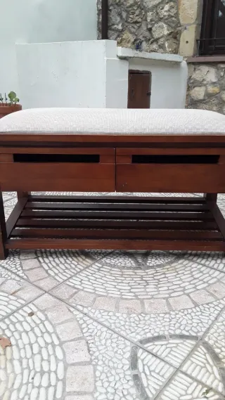 Zapatero pie de cama madera y tela