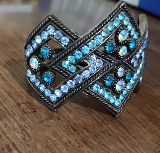 Bracciale donna blu con strass