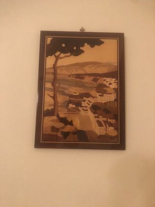 Quadro intarsio legno paesaggio misure 26x37