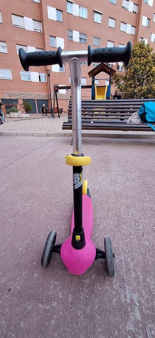 Patinete infantil 3 ruedas rosa plegable