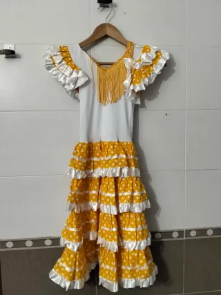 Vestido Flamenco Niña Amarillo y Blanco