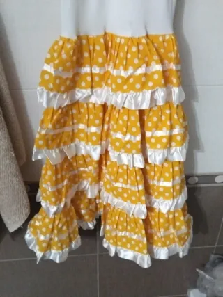 Vestido Flamenco Niña Amarillo y Blanco