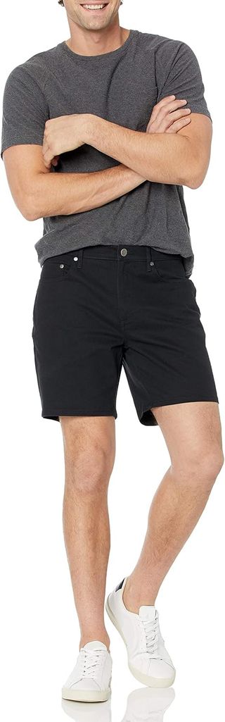 Pantalón Corto Ajustado con 5 Bolsillos 34W Negro