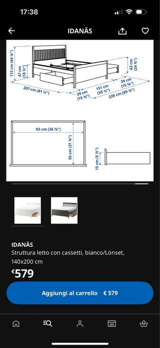 Letto IDANÄS con cassetti 140x200