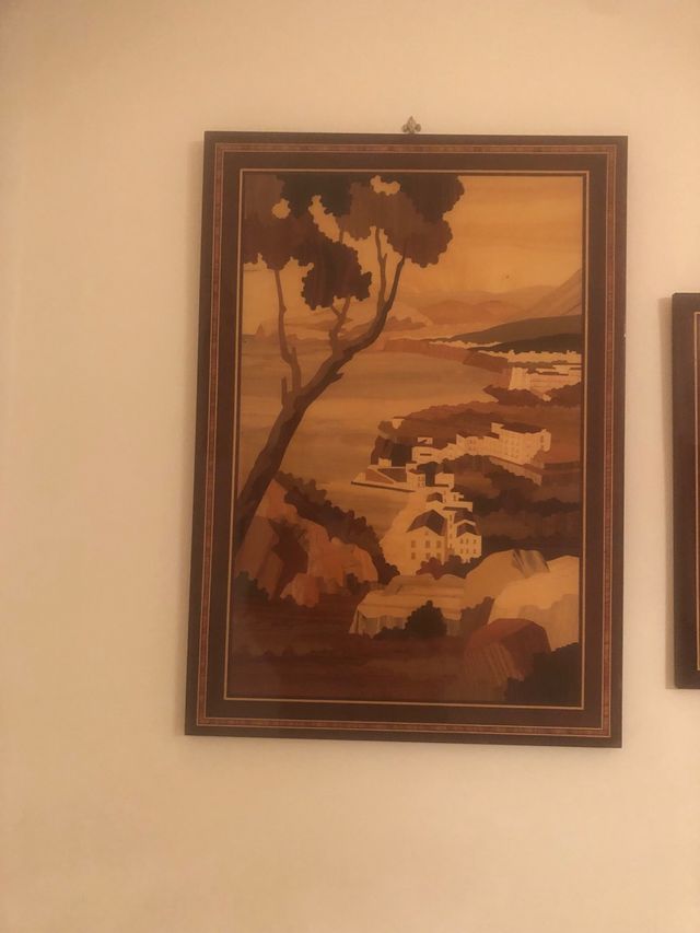 Quadro intarsio legno paesaggio misura 40x57,5