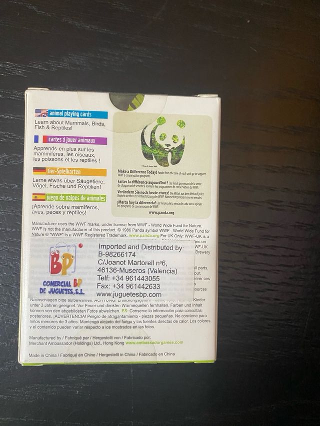 Baraja de cartas WWF Animales