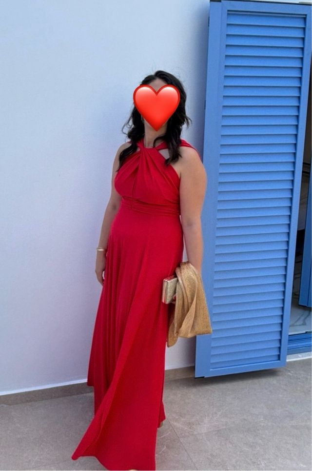 Vestido fiesta/invitada rojo talla XL