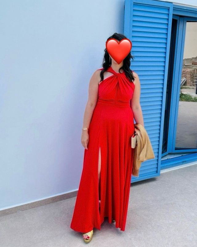 Vestido fiesta/invitada rojo talla XL