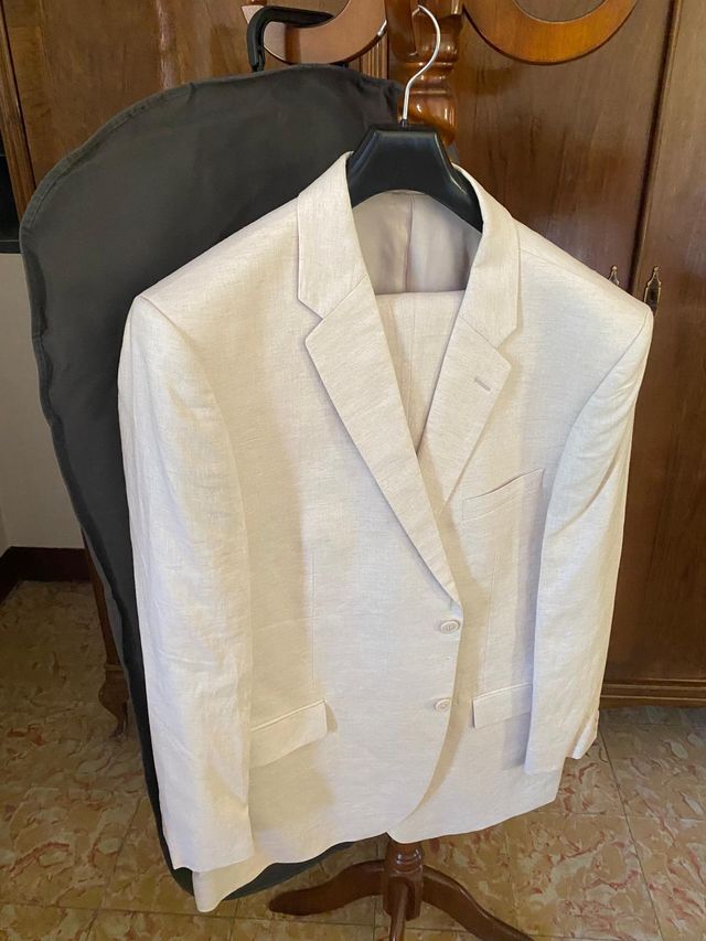 Traje de lino blanco talla 58