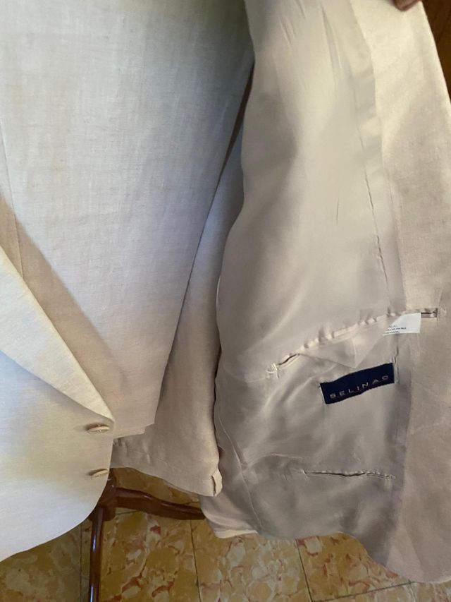 Traje de lino blanco talla 58