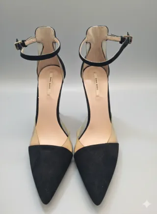 Zapatos Zara Basic tacón negro transparente