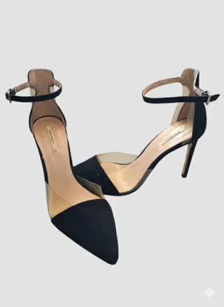 Zapatos Zara Basic tacón negro transparente