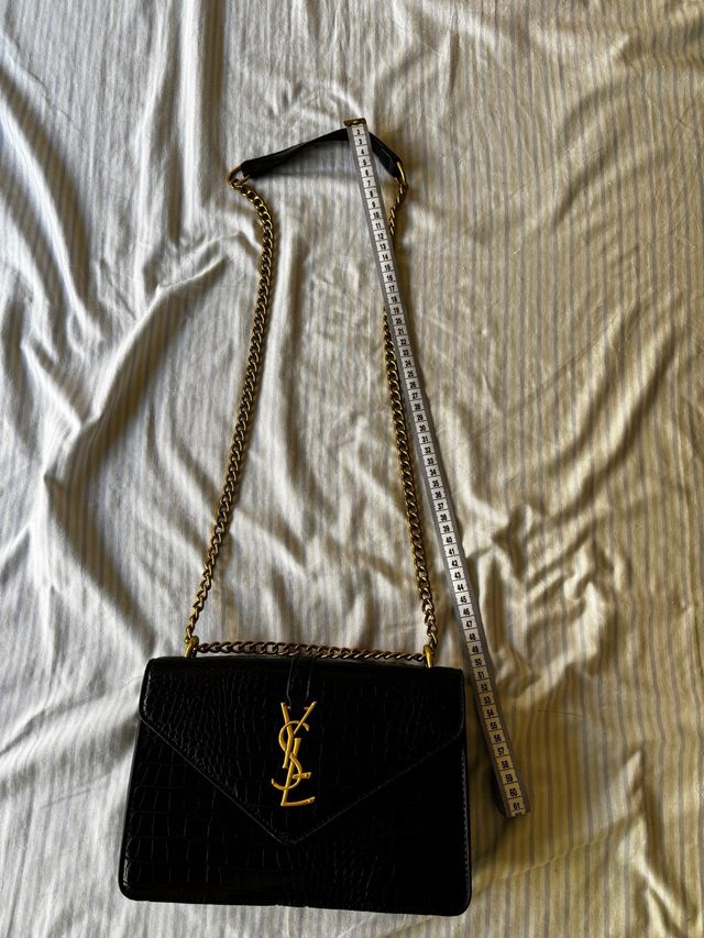 COPIA Bolso YSL Negro Piel Cocodrilo Dorado