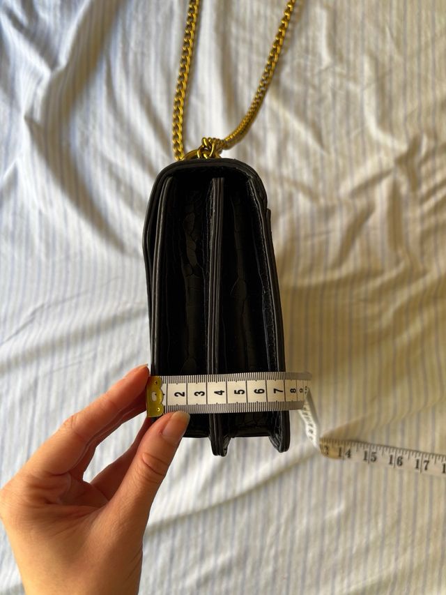 COPIA Bolso YSL Negro Piel Cocodrilo Dorado