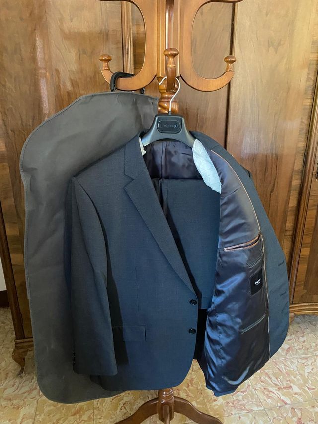 Traje de lana gris oscuro Talla 58