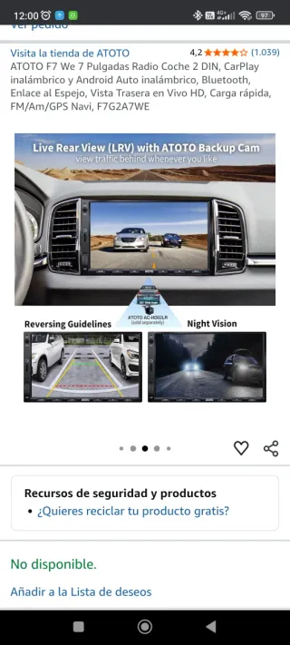 Radio Android ATOTO Multimedia Coche 7 pulgadas