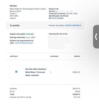 Gafas Ray-Ban Meta Headliner Negras