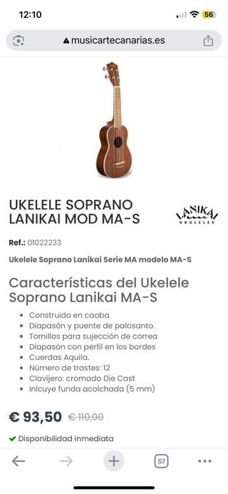 Ukelele Lanikai MA-S Soprano Caoba/Nogal