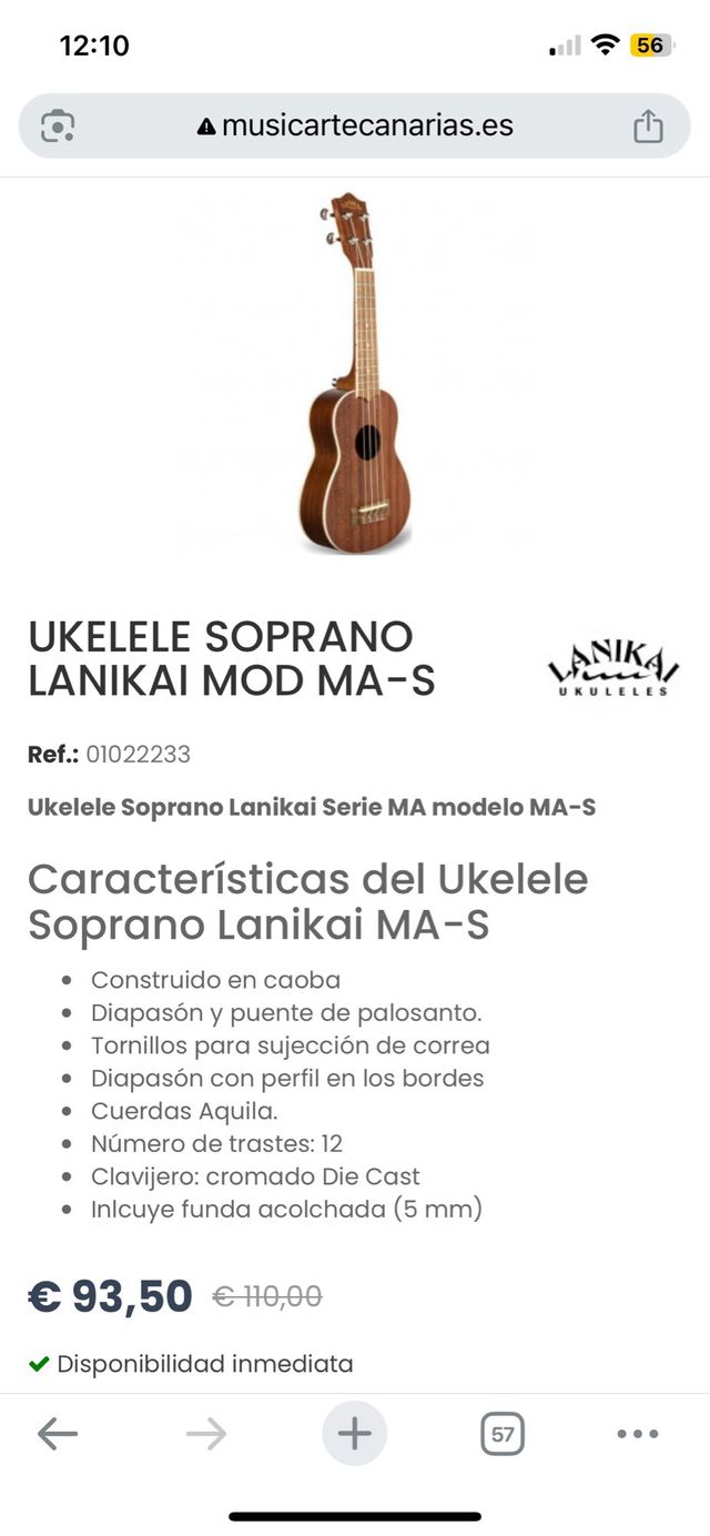 Ukelele Lanikai MA-S Soprano Caoba/Nogal