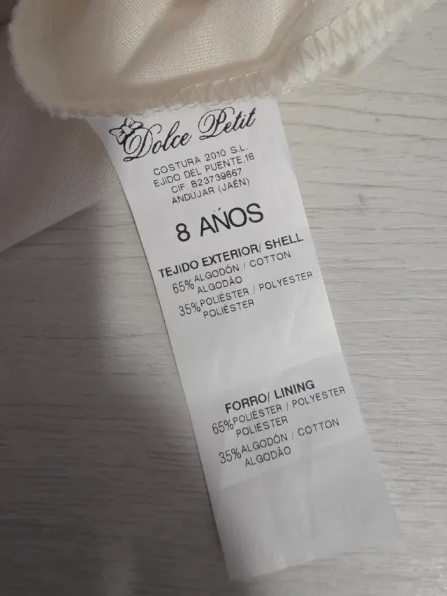 Vestido Dolce Petit T.8