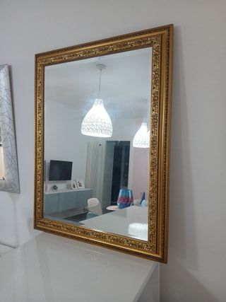 Specchio con Cornice Dorata in Legno