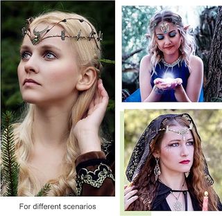 MOSTORY Corona de cristal negro Diosa Luna Disfraz