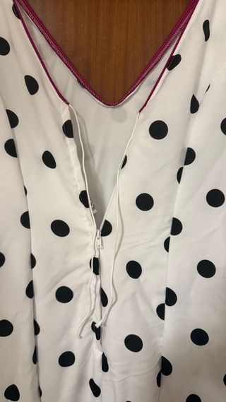 Vestido Flamenca Lunares Blanco y Fucsia