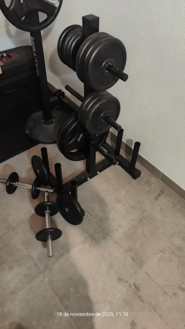 Juego Mancuernas y Discos Gimnasio Más soporte