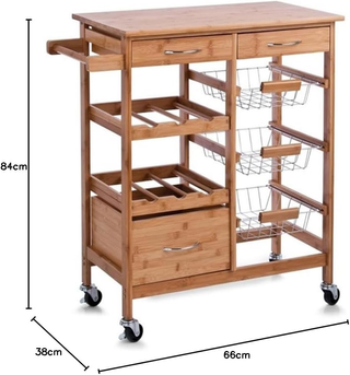 Carrello da Cucina in Legno di Bambù con Ripiano T