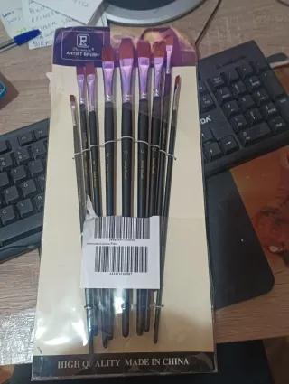 Juego 9 Pinceles Planos Nailon