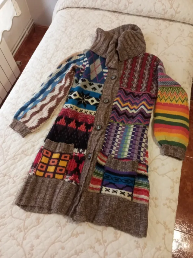 Chaqueta Desigual Larga Patchwork Talla M