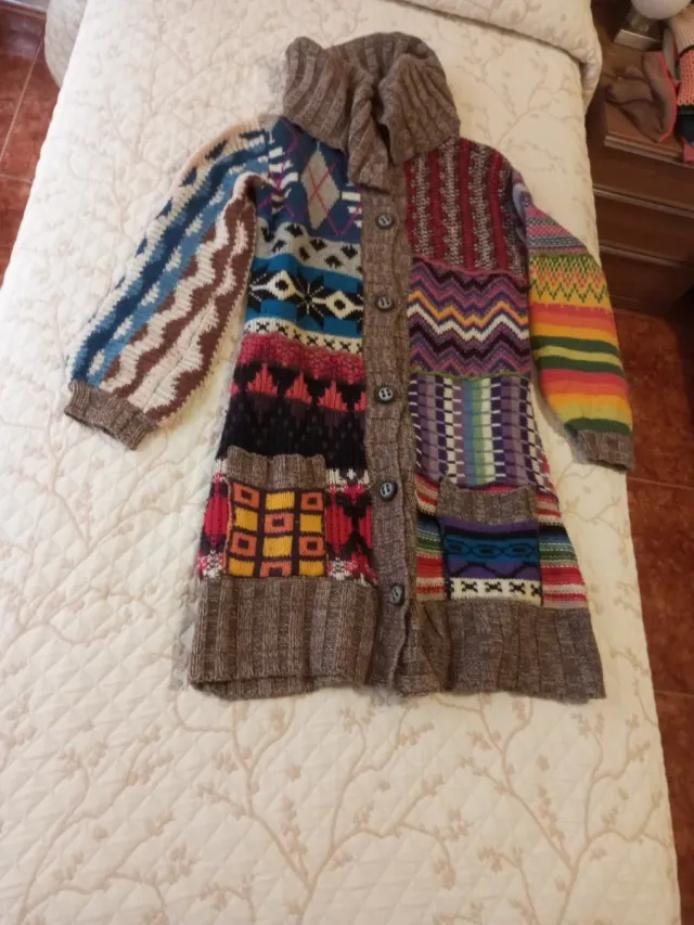 Chaqueta Desigual Larga Patchwork Talla M