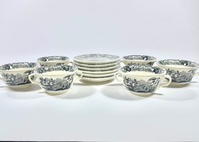 Conjunto Consomé Vistas Negra. La Cartuja